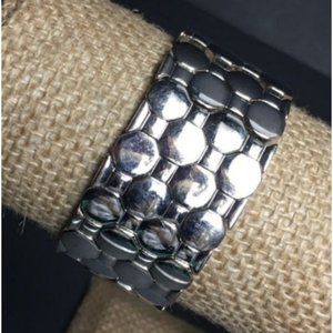 Retro Octagon Stretch Bracelet Silver Pattern Vintage Soft Girl Cottage